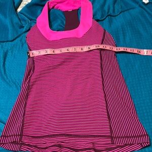 Lululemon Pink and Black Striped Halter Top (H)